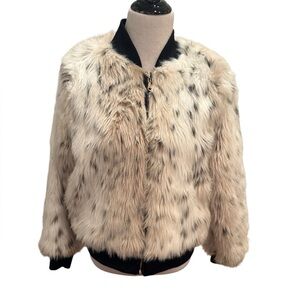 Say What? Juniors' Faux Fur Bomber Jacket White Size Large New with Tags